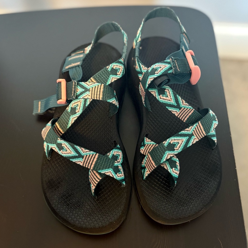 Chaco Women's Sandals with Teal and Pink Pattern